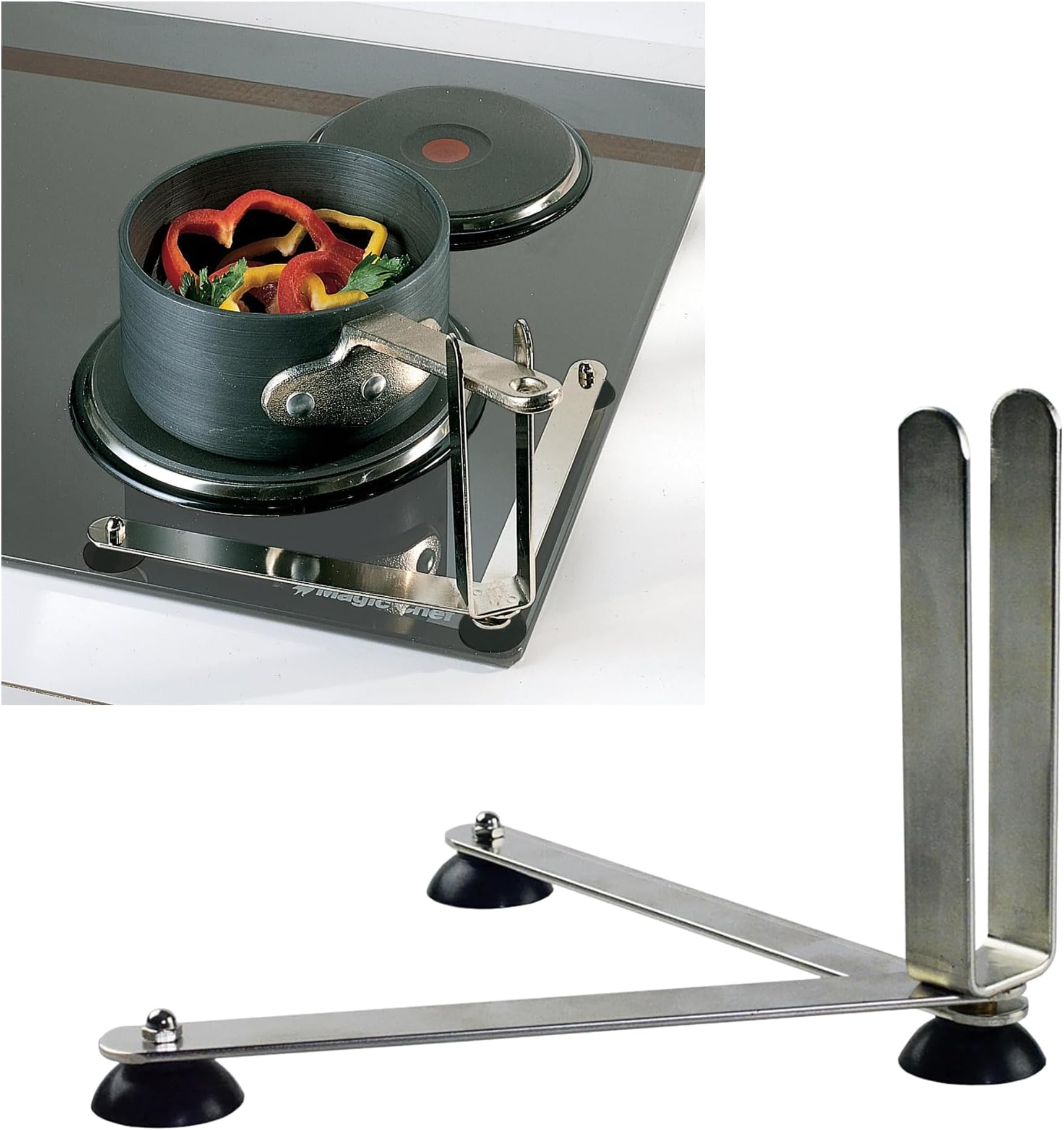 - Sammons Preston Folding Pan Holder, Pot Stabilizer for One-Handed Stirring, Secure & Stable Kitchen Aid for Pan & Pot Turn Prevention, Spill Prevention for Stove Top Cooking