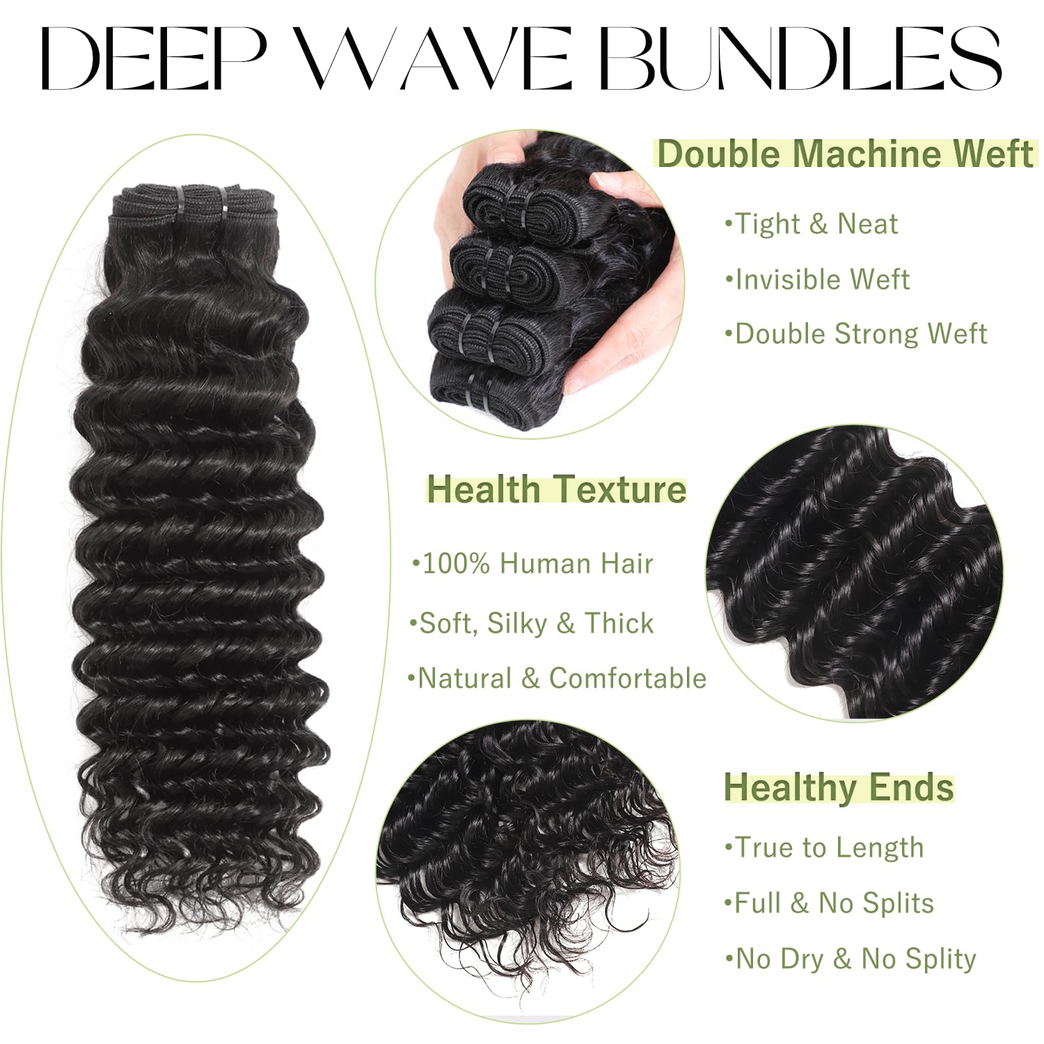 Deep Wave Bundles with Closure Human Hair 15A Deep Curly 4 Bundles Human Hair 14 16 18 20+12 Inch 5x5 HD Lace Closure Full and Thick 100 Brazilian Virgin Water Wave Wet and Wavy Bundle Deals For Women