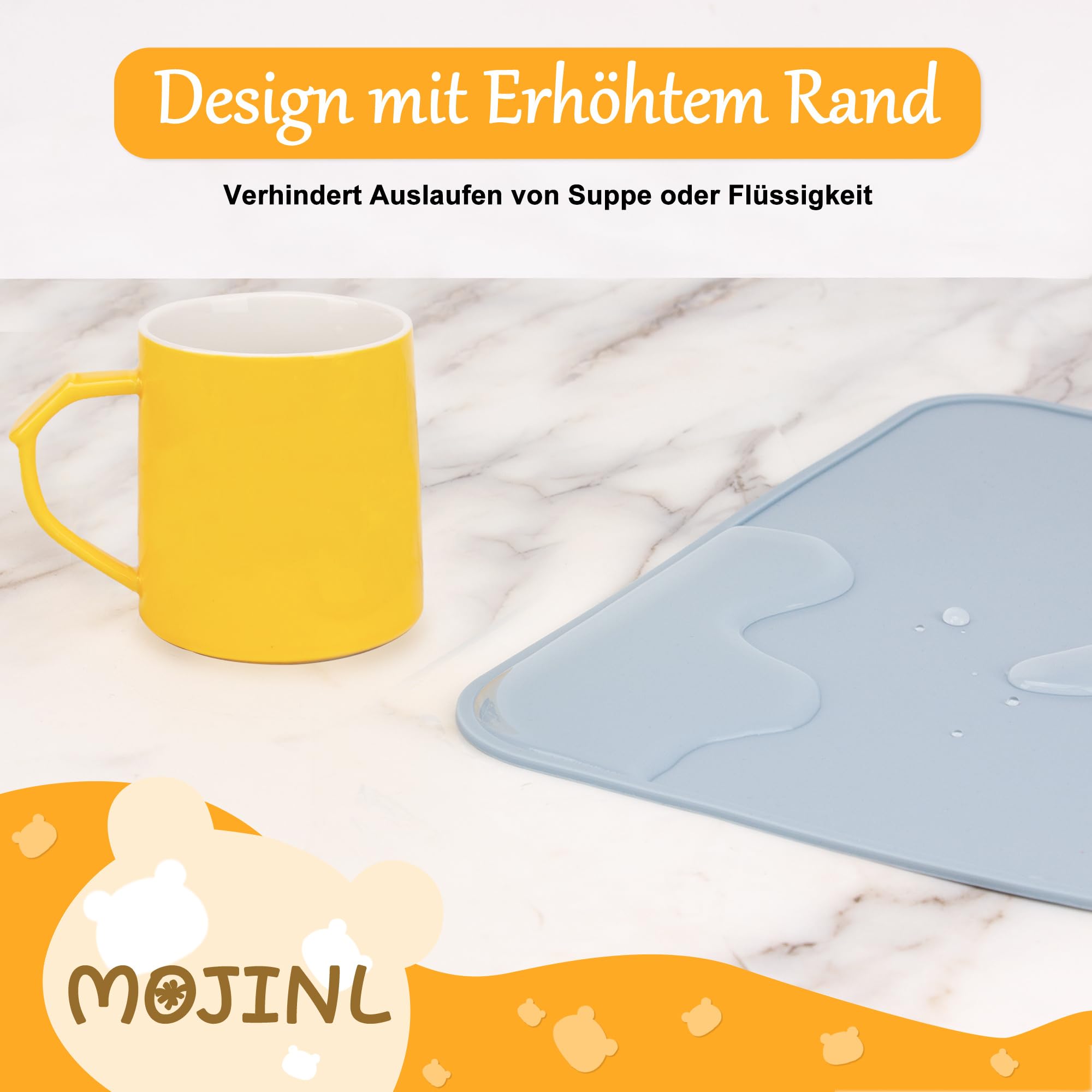 Set de table en silicone pour bébé - Lavable - Antidérapant - Portable - Sans BPA - Anti-taches - Pour enfants et tout-petits (bleu clair jaune-vert)