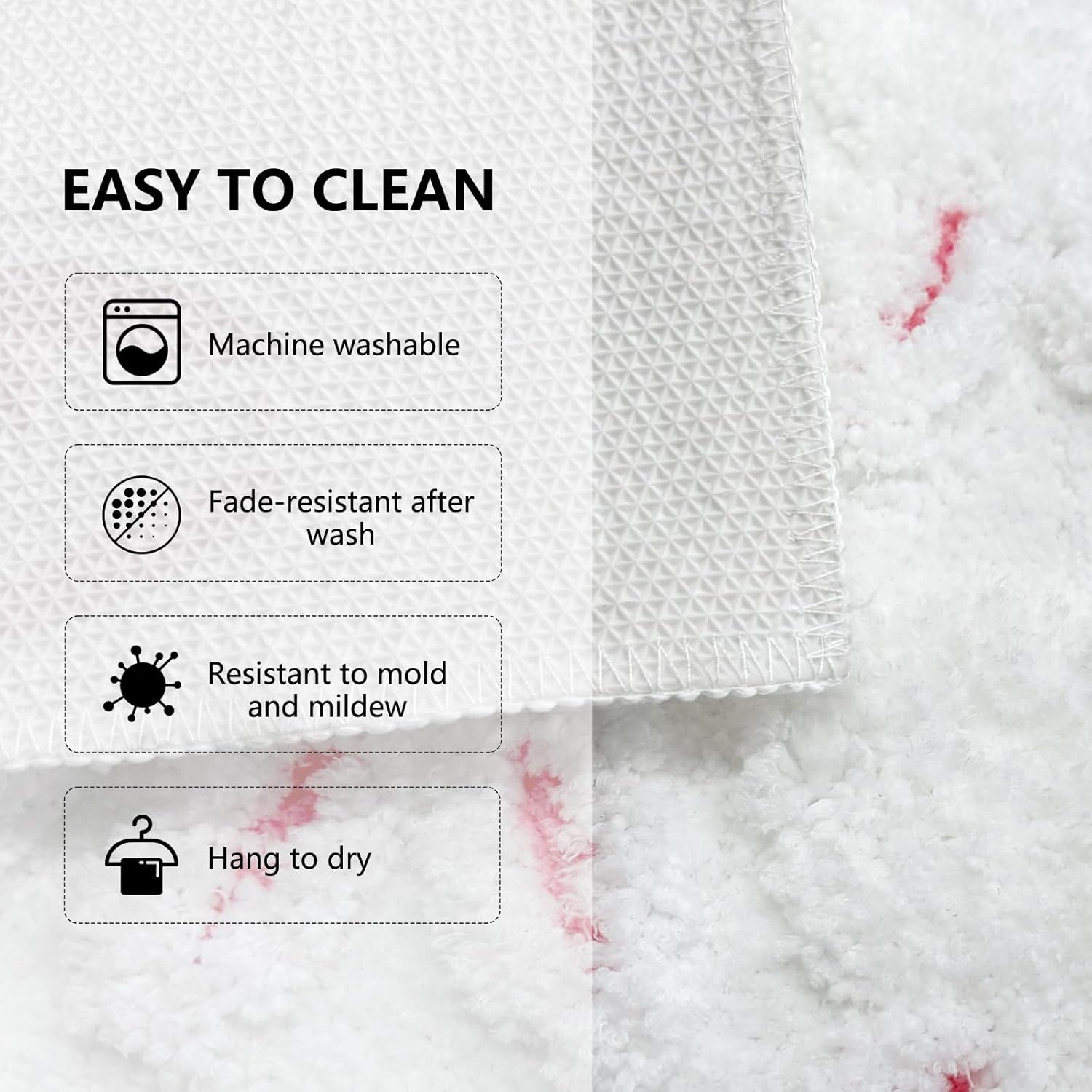 APROPHIC Easter Bathroom Rug, 3D Bunny Rabbit Non-Slip Super Absorbent Carpet, Spring Easter Bath Decorations Microfiber Soft Plush Machine Washable Bathtub Mats for Shower Tub, Sink,17X24 in