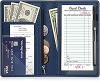 Vista 15 de Libreta organizadora para meseros Fintie con bolsillo con cremallera, de piel sintética para restaurante, tarjetero para presentadores de cheques