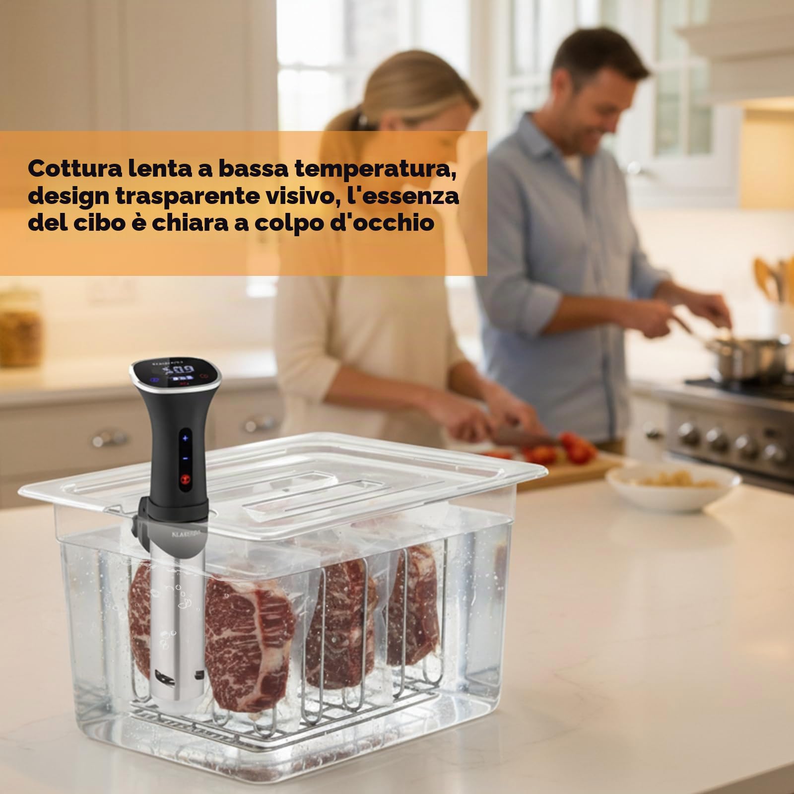 Sous Vide Contenitore 11L con coperchio e rack trasparente multifunzionale senza BPA