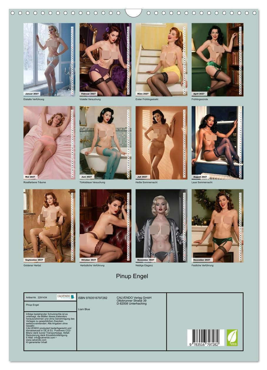 Pinup Engel (Wandkalender 2027 DIN A3 hoch), CALVENDO Monatskalender: Himmlische Verführung im Stil der Fünfziger (CALVENDO Erotik)