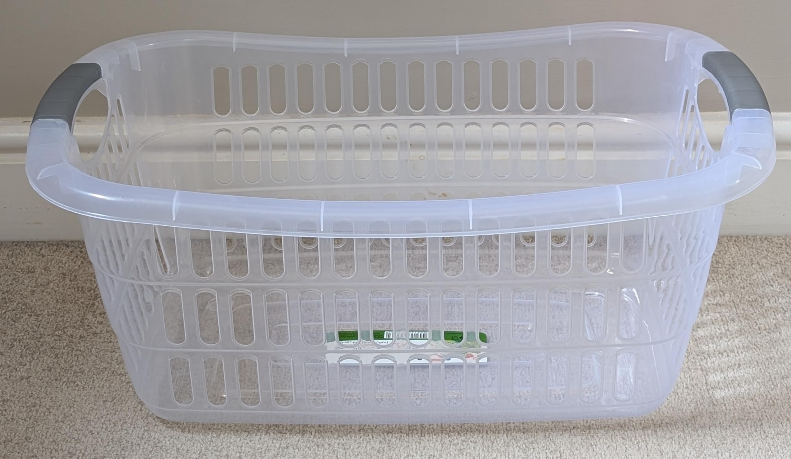 Plastic Laundry Basket Hamper Washing Clothes Storage Bin with Handles UK (Clear)