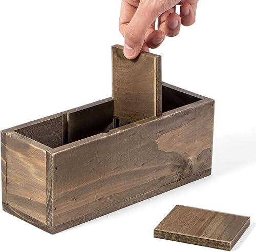 Portalápices de madera, organizadores de escritorio y accesorios de 3 compartimentos extraíble, soporte rústico de control remoto, suministros de