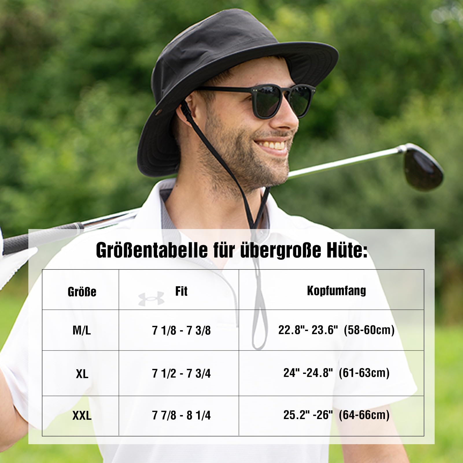 TOP-EX XL/XXL Unisex kapelusz przeciwsłoneczny Bucket Hut wodoszczelny, ochrona przed słońcem, składana