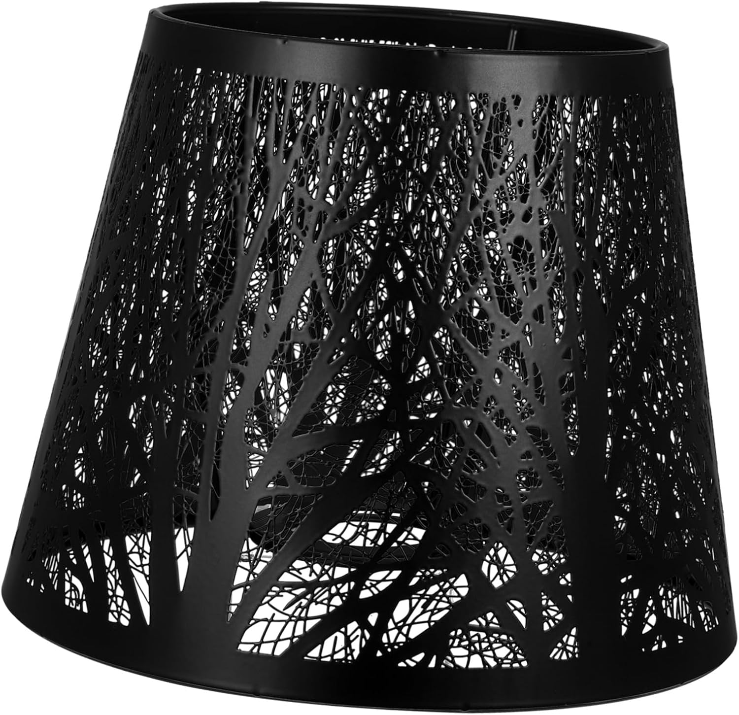 Toyvian Creative Iron Tree Shadow Lampshade for Table and Bedside Lamps Durable Projection Light Cover Easy Install Home Accessory Black