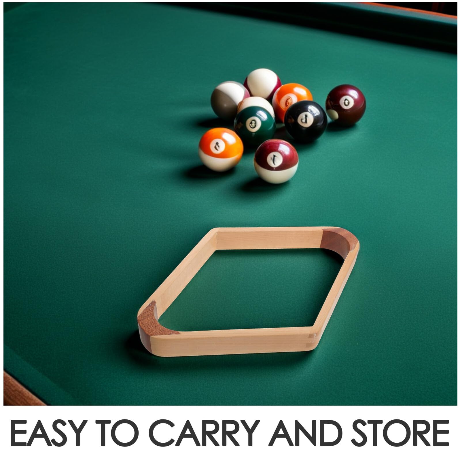 BESTonZON Râtelier de Billard en Bois Naturel pour 9 Boules Cadre Triangulaire 19,3 X 19,3 CM Support Professionnel Compatible Billard Américain et Snooker Salle de Loisirs