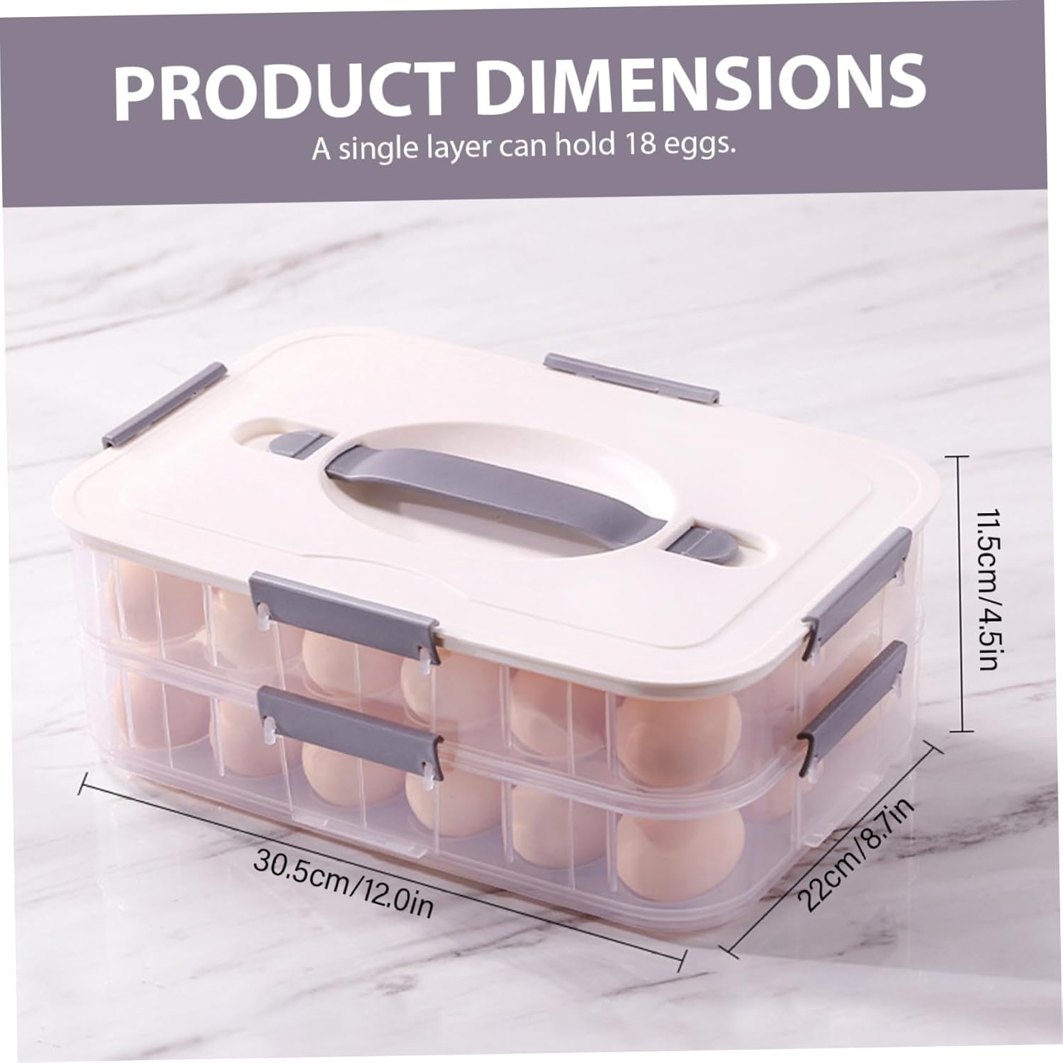 Deviled Egg Carrier 2-Layer Plastic Clear Deviled Egg Tray with Lid & Handle & Buckle Thickened 36 Holder for Fridge, Travel, Party