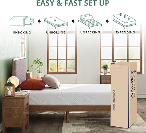 Miniatura 6 de Colchón individual - Colchón de espuma viscoelástica de té verde de 6 pulgadas - Colchones individuales en una caja - Certificado CertiPUR-US, libre