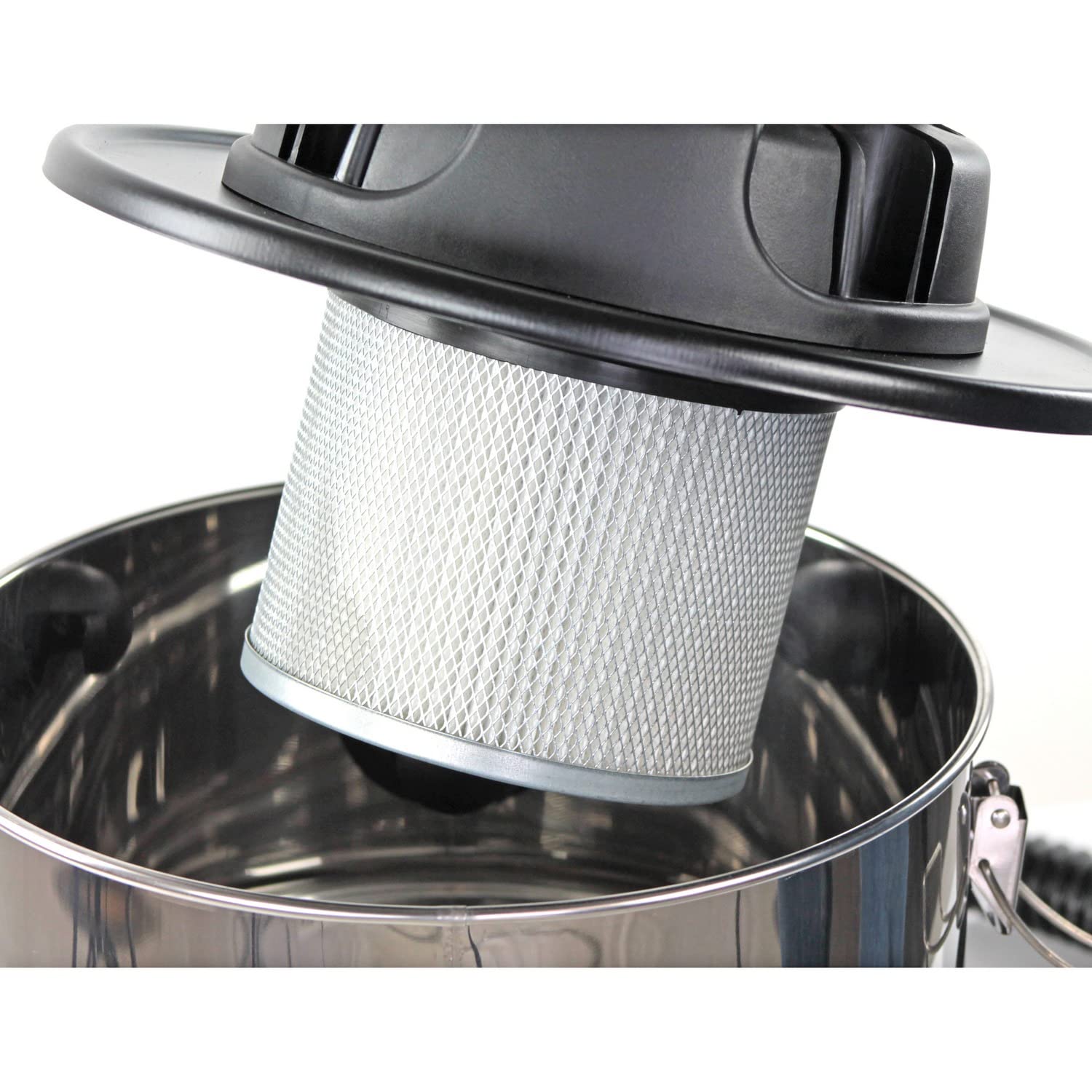 Brigros White - Aspiracenere Professionale Potenza 800W, Aspirapolvere Aspira Cenere con Filtro Interno Hepa e Tubo Aspirante Flessibile, Capacità Serbatoio 18 lt, Pulizia Camino, Stufa, Pellet