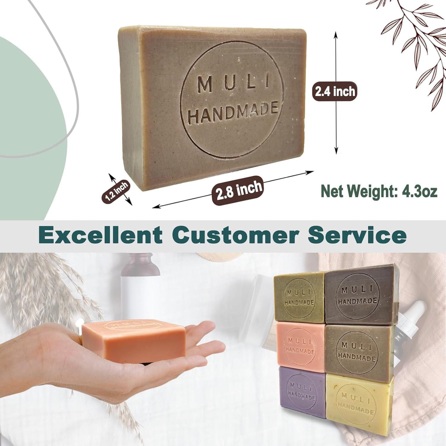 Natural Handemade Bar Soap for Men and Women with Essential oils, Scented Bar Soaps for Bath, Fragrance Gift Set (Pack of 3) Dead Sea Mud