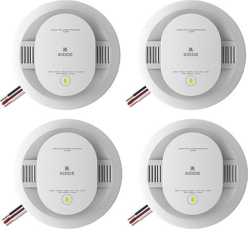 Kidde Detector de humo y monóxido de carbono cableado, batería de reserva AA, alertas de voz, interconectables, indicadores de luz de advertencia