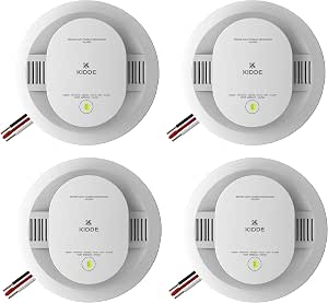 Kidde Hardwired Smoke & Carbon Monoxide Detector, AA Battery Backup, Voice Alerts, Interconnectable, LED Warning Light Indicators, 4 Pack