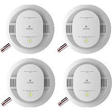 Kidde Hardwired Smoke &amp; Carbon Monoxide Detector, AA Battery Backup, Voice Alerts, Interconnectable, LED Warning Light Indicators, 4 Pack