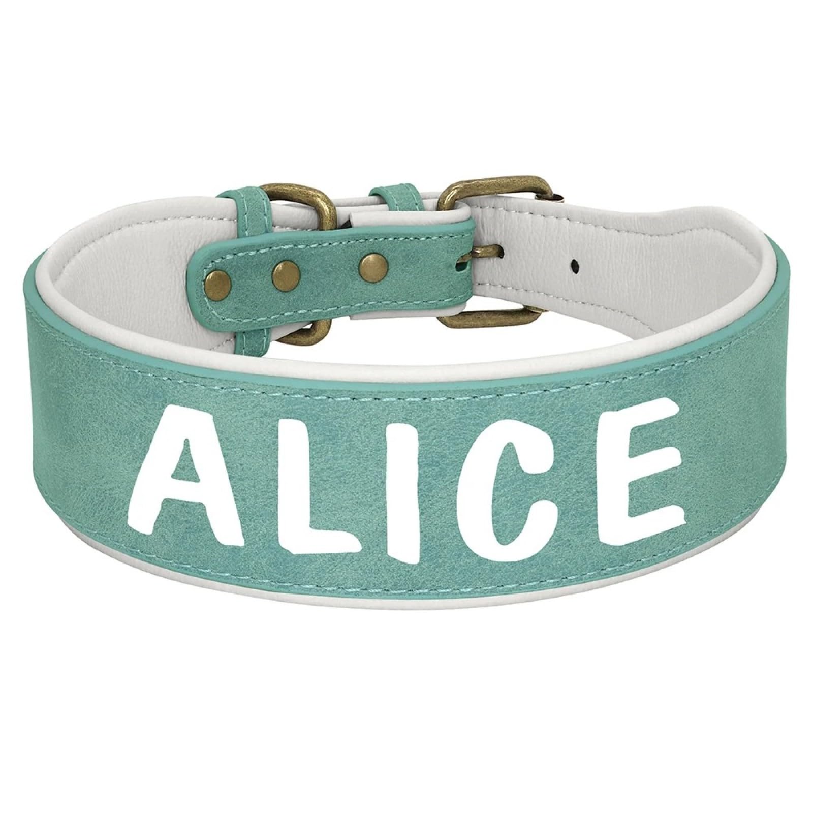 Collar De Perro Acolchado De Cuero Antipérdida Personalizado, Nombre De Mascota Personalizado, Collar De Cuero Ancho para Perros Medianos Y Grandes,Azul Un,SG
