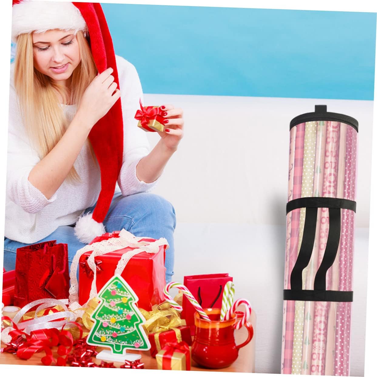 FOMIYES 3pcs Christmas Storage Bag Multi-use Cylindrical Holding Bag for Party Supplies Transparent Zipper Design for Easy Storage and Visibility for Wrapping and Organizing Presents