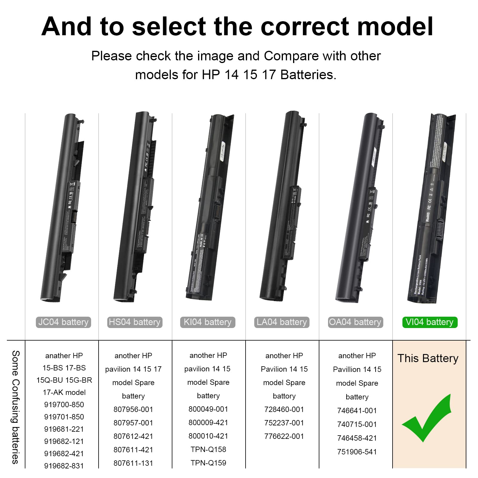 ASUNCELL 14.8V 2200mAh VI04 Batterie d'ordinateur Portable pour HP Envy 14 15 17 Pavilion 15 17 Probook 450 G2 455 G2 TPN-Q140 TPN-Q139 756743-001 756746-001 HSTNN-Lb4N HSTNN-Ub4N 4 cellules