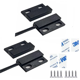 Magnetic Reed Switch,Wired Door Window Contact Sensor,Micro Normally Open NO Alarm Reed Switch,10W 100v 0.5A Magnetic Reed Switch to DC 5V 12V 24V Light2-Pack
