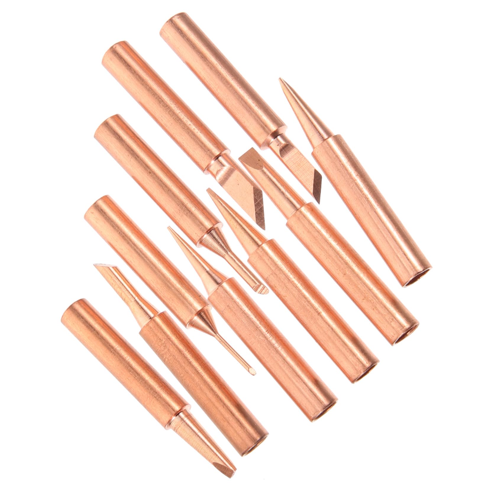 SEWACC 10Pcs Assorted Pure Copper Soldering Iron Tips Replacement Welding Tips for Various Applications Lightweight and Easy to Change for Stable Heat Conduction and