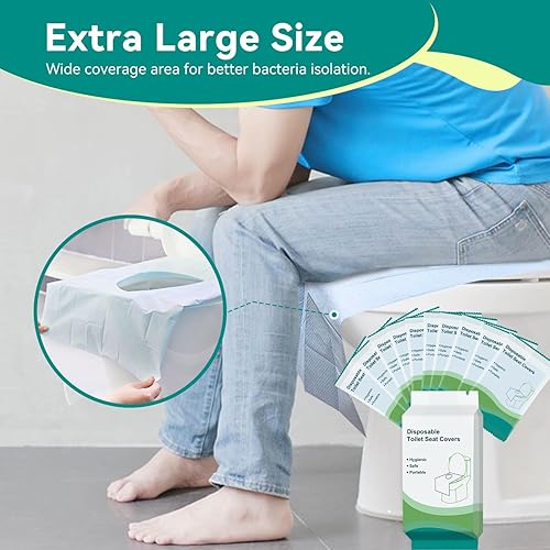 Miniatura 3 de Fundas desechables para asiento de inodoro, 60 unidades, 15.7 x 23.6 pulgadas, XL funda de asiento de inodoro desechable para adultos y niños,