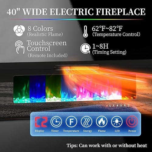 Miniatura 10 de AMERLIFE Centro de entretenimiento moderno de alto brillo con chimenea, incluye soporte de TV de chimenea eléctrica de 70 pulgadas, 2 gabinetes de