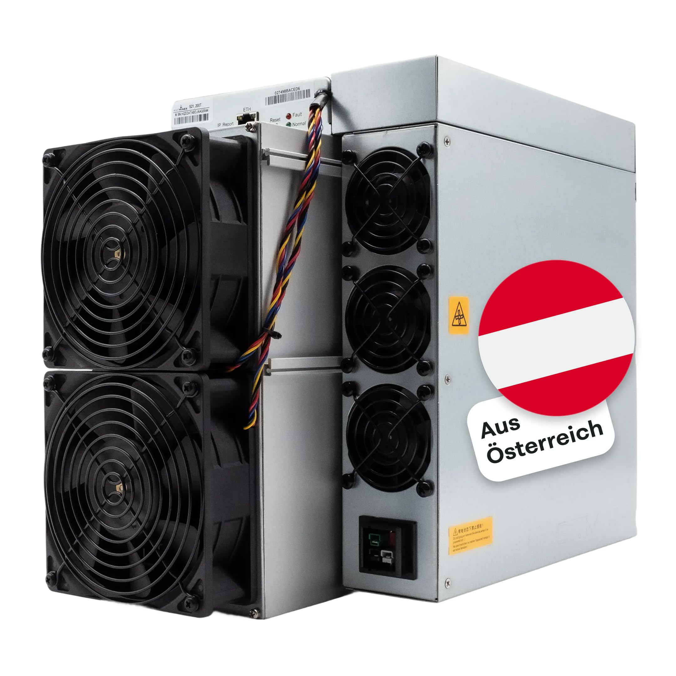 Bitmain Antminer S21 Bitcoin Miner 2.642 W | 151 TH/s | Krypto/ASIC Miner | Braiins OS mit Autotuning für mehr Effizienz 17,8 J/TH | inkl. Netzteil & Stromkabel | BTC Miner