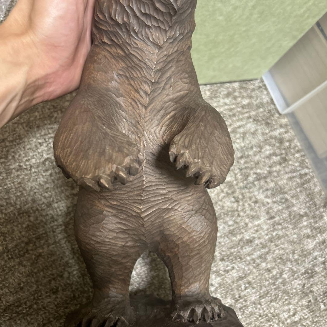木製クマの彫刻 約30cm 木製クマ彫刻 約30cm
