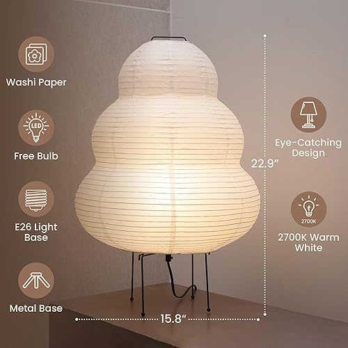 Miniatura 2 de Akari Noguchi Ambient Lighting Lámpara de pie de linterna de papel japonesa • Lámpara de linterna de papel de arroz • Lámpara de pie japonesa