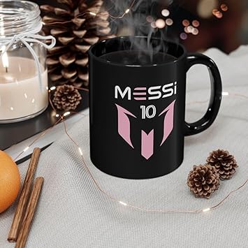 CRAFT MANIACS Lionel Messi Number 10 330 ML Designer Tea/Coffee Black Mug for Lovers of Football | Microwave & Dishwasher Safe