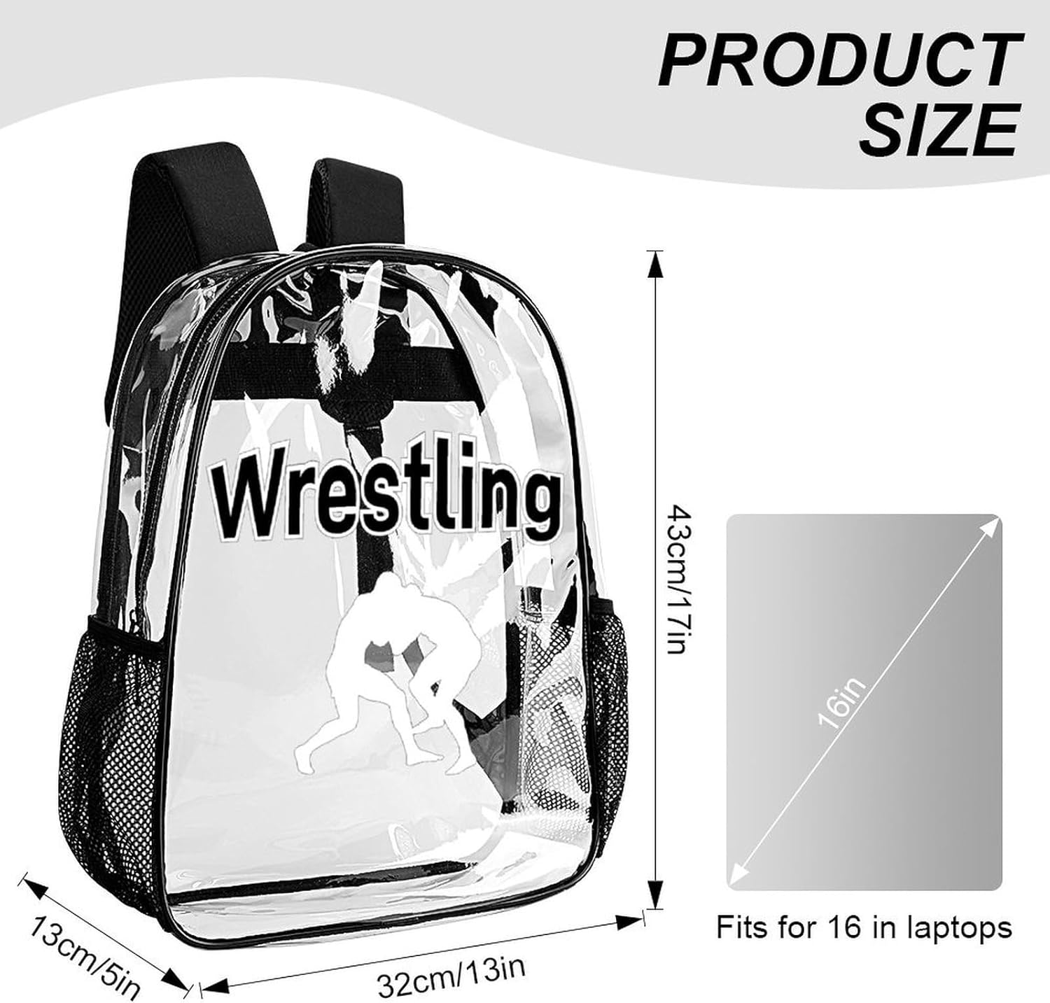 Wrestling Clear Backpack for Stadium Events Transparent Bag PVC Shoulder Packs