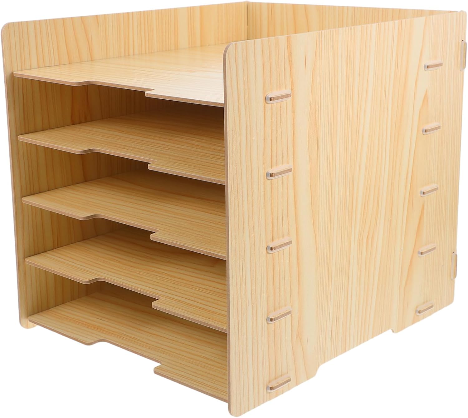 Multi-Layer Wooden File Organizer Rack for Office Home School Desktop Document Sorter Easy Installation 1-Piece Natural Finish