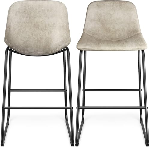 Miniatura 9 de Rfiver 30 Inch Bar Height Stools Set of 2, Modern Leathaire Counter Stools with Back, Armless Bar Chairs with Metal Legs and Footrest for Home