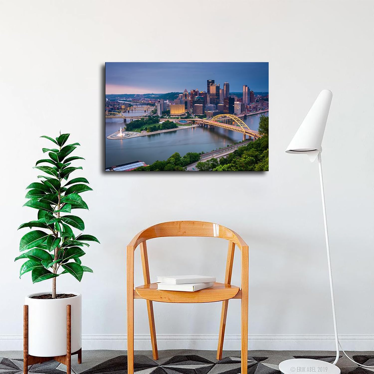 Pittsburgh City Pittsburgh Skyline Pennsylvania Poster Canvas Print Inspirational Wall Decor Home Decor Art Aesthetic Hanging Painting (16×24inch_Unframed) image 3