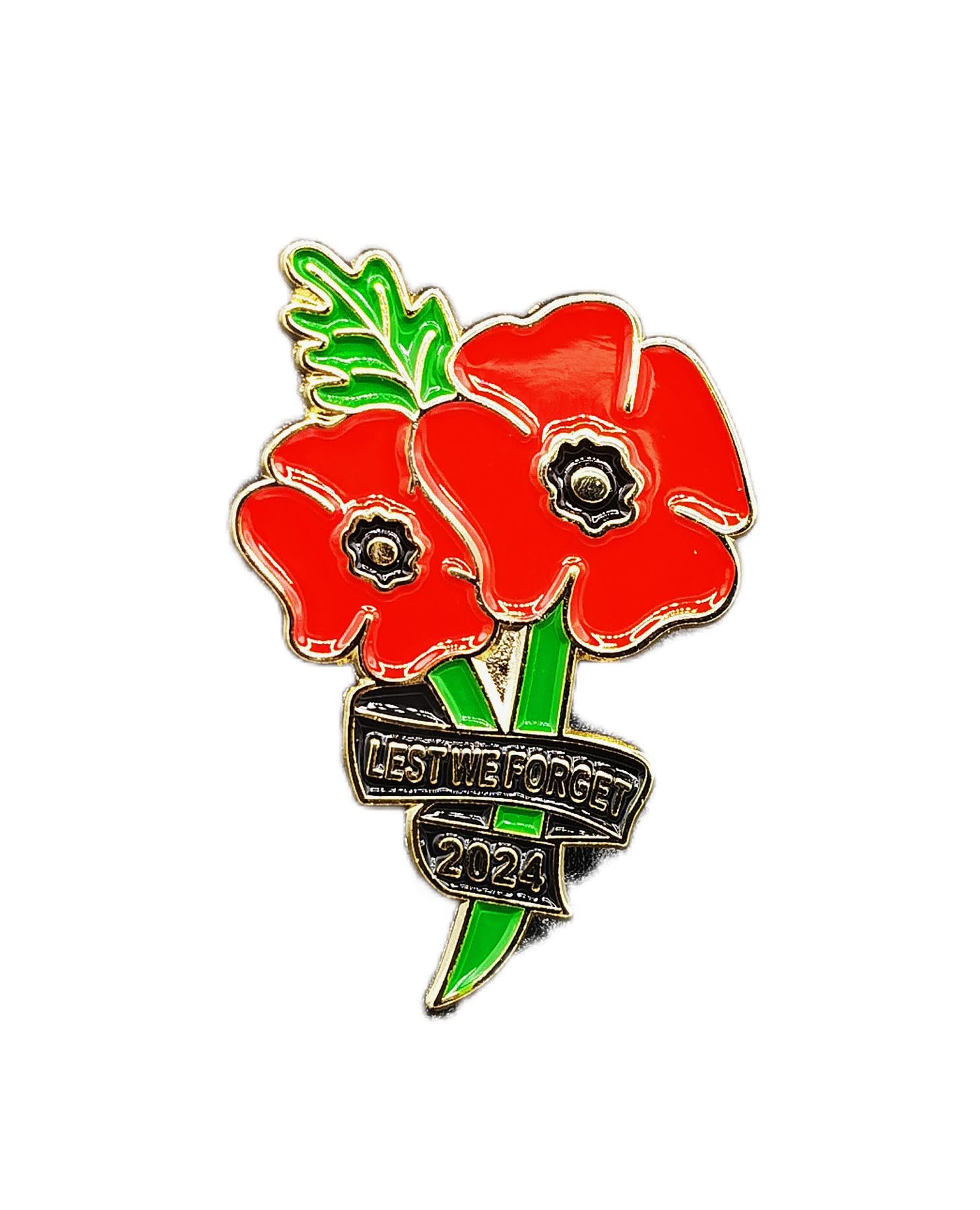 2pcs Remembrance Day Pin Badge 2025 Brooch Lest We Forget Pin Badge Brooch Decorations Gifts Memorabilia, Red, 3 cm x 3 cm x 1 cm - Image 2
