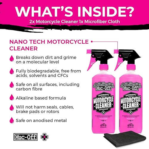 Miniatura 9 de Muc Off 664US Nano-Tech - Limpiador de motocicletas 1 litro acción rápida biodegradable en aerosol de limpieza de motocicletas seguro en todas las