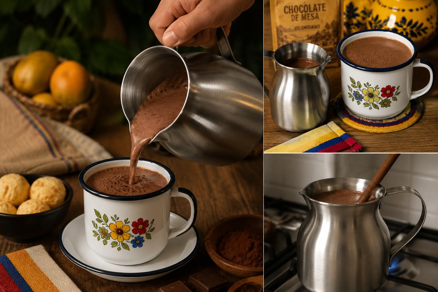 CHOCOLATERA - 1.5 litros - CHOCOLATERA DE Aluminio Y Molinillo DE Madera - Producto Hecho EN Colombia