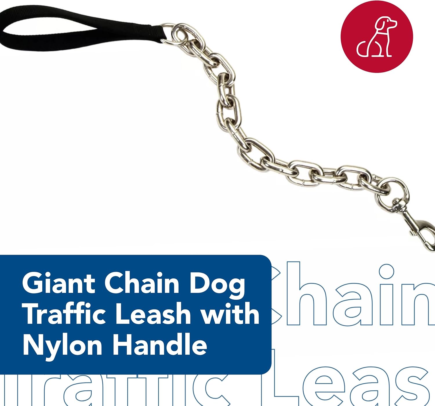 Coastal Pet - Giant Chain Dog Traffic Leash with Nylon Handle, Black, 1" x 30"