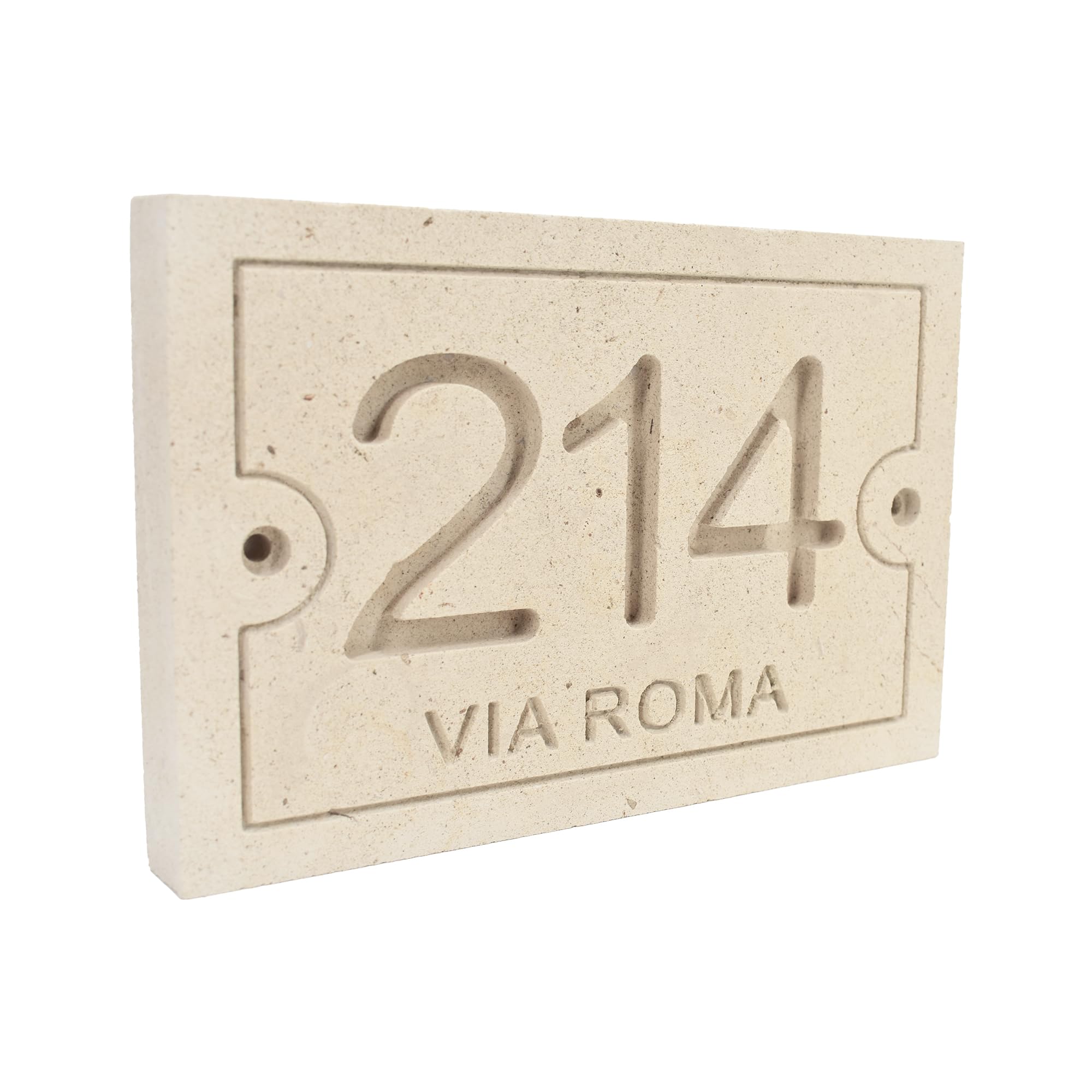 Numero civico esterno personalizzato in PIETRA LECCESE con nome della Via i misura 10 cm x 15 cm x 2 cm- personalizzabile