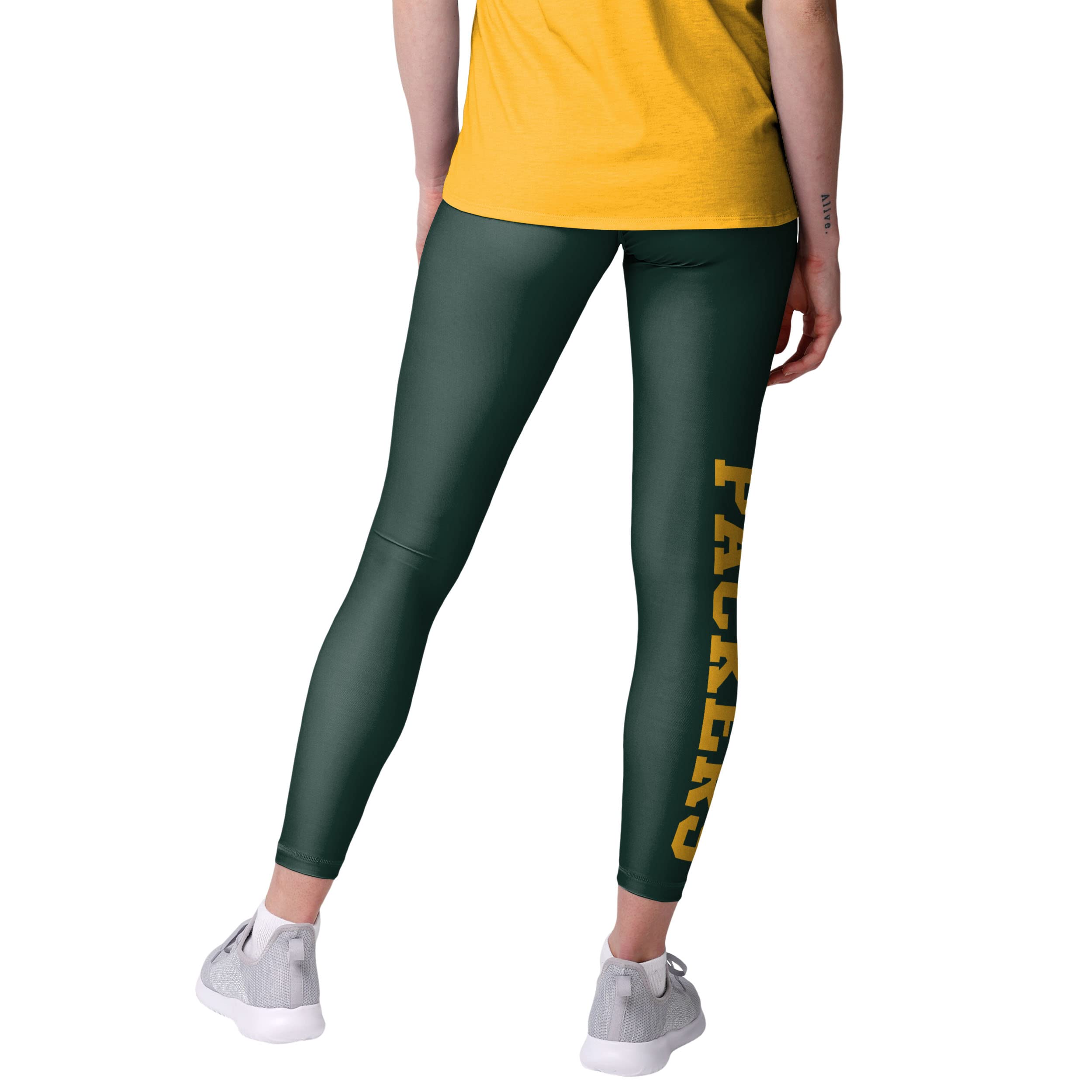 FOCO Green Bay Packers NFL Womens Solid Big Wordmark Leggings