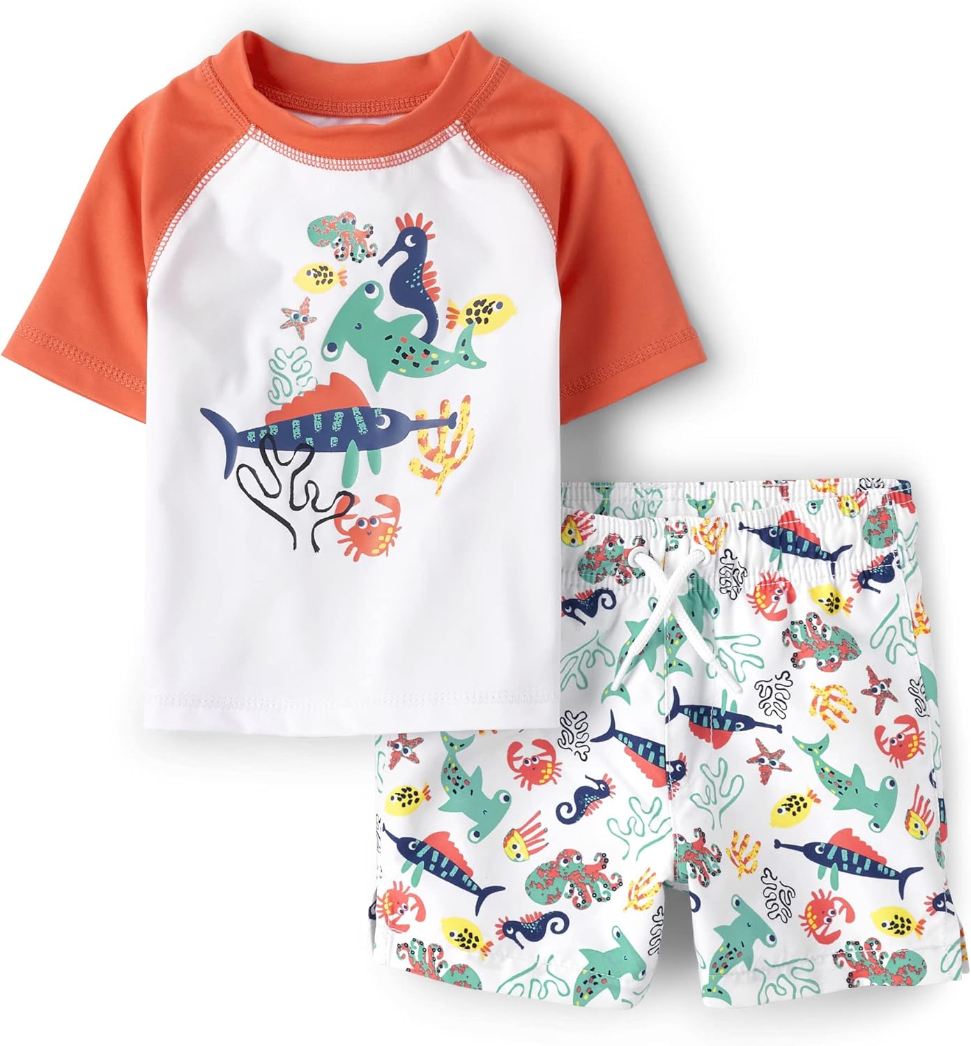 The Children's Place Baby-Boys and Toddler Short Sleeve Rashguard and Bottoms