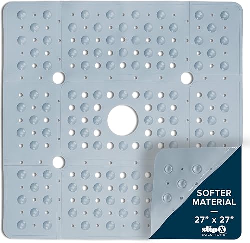 Miniatura 75 de SlipX Solutions Paquete de estuches – Tapete de ducha cuadrado, extra grande de 27 x 27 pulgadas, tapete antideslizante para ancianos y niños