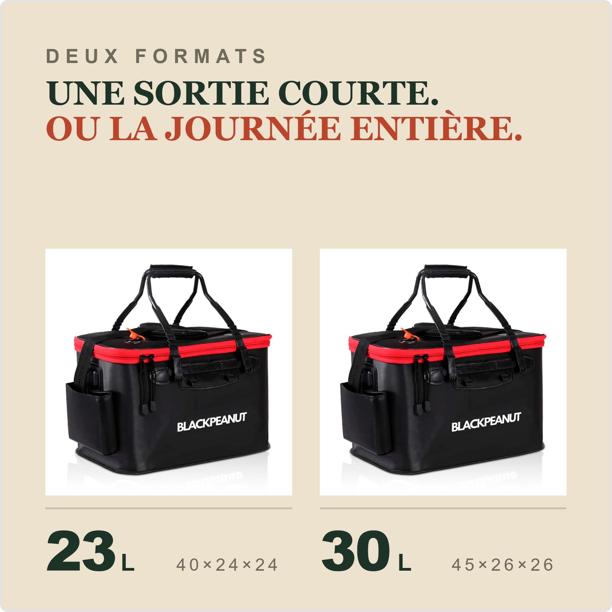 Seau pour Appât de Pêche, Différentes Tailles et Couleurs, Articles Résistants, Gardez Vos Appâts en Vie Plus Longtemps, Seau pour Pêcheurs (30L, Noir)