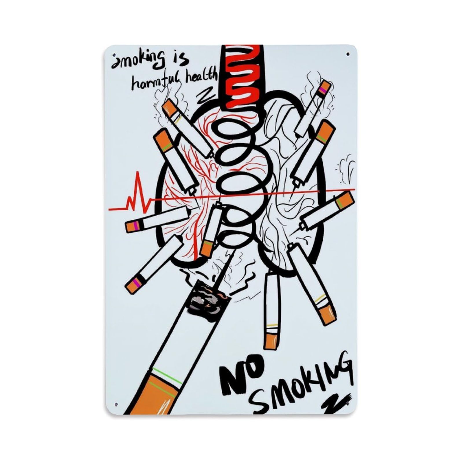 Jdyaojiesheng Vintage No Smoking Warning Sign Art Tin Sign Retro Metal Wall Decor Metal Poster, Home Bar Garage Farmhouse Cafe Wall Art Decoration 8X12inches