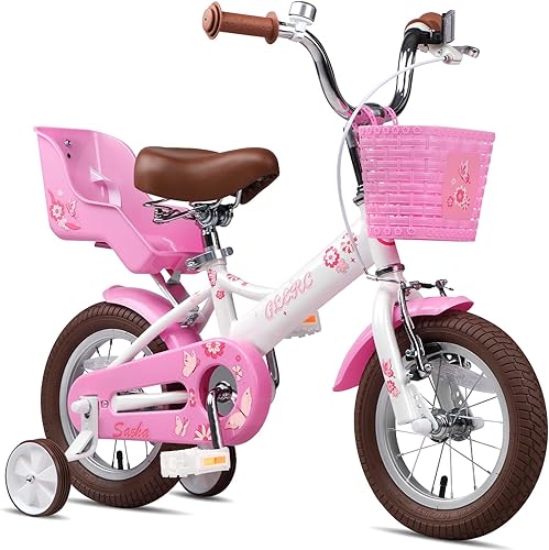 Glerc Sasha - Bicicleta para niñas de 12 a 20 pulgadas para niños de 2 a 13 años, bicicleta para niños con asiento de muñeca, cesta y ruedas de
