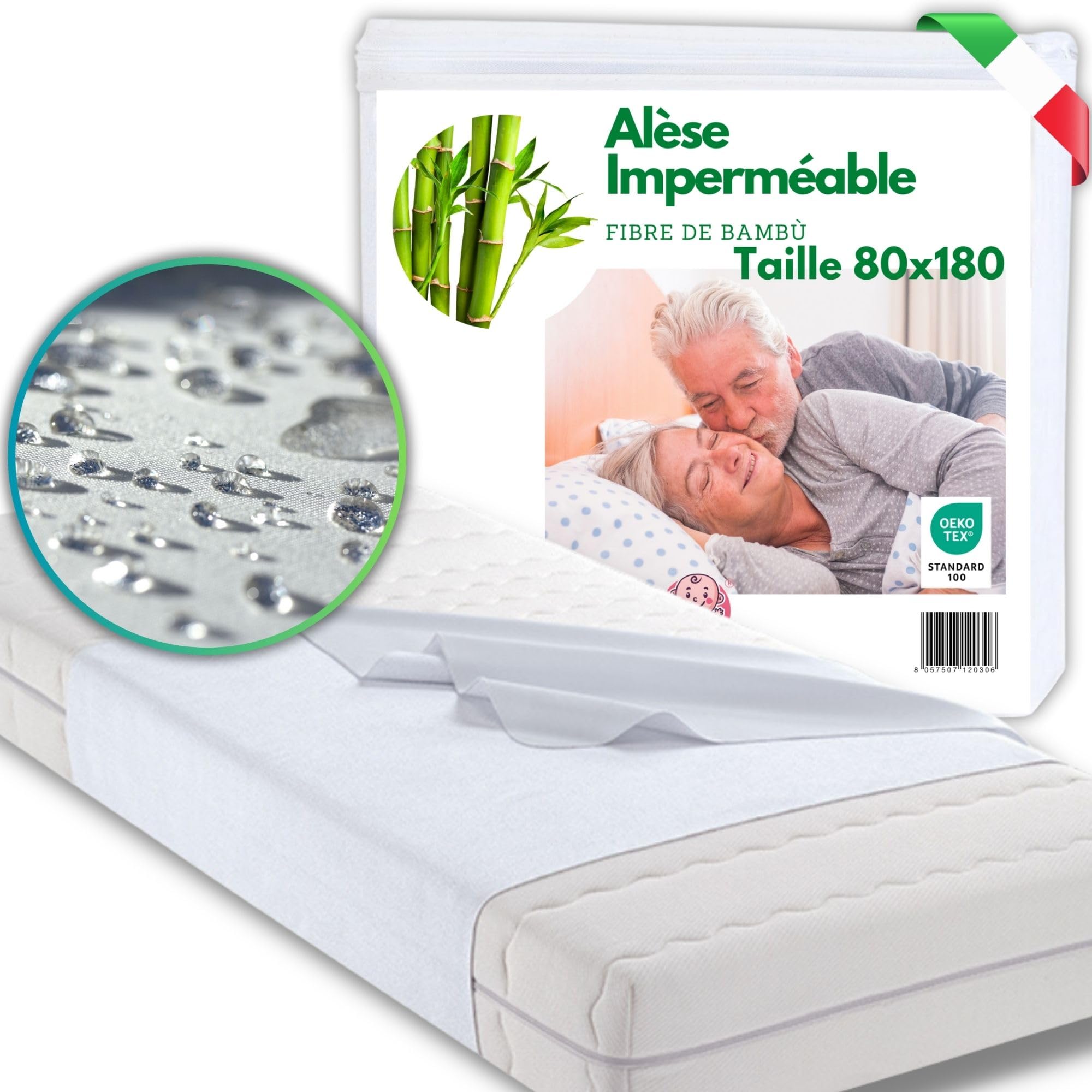 Protège-matelas bambou 80x180 pour lit enfant sain et au sec