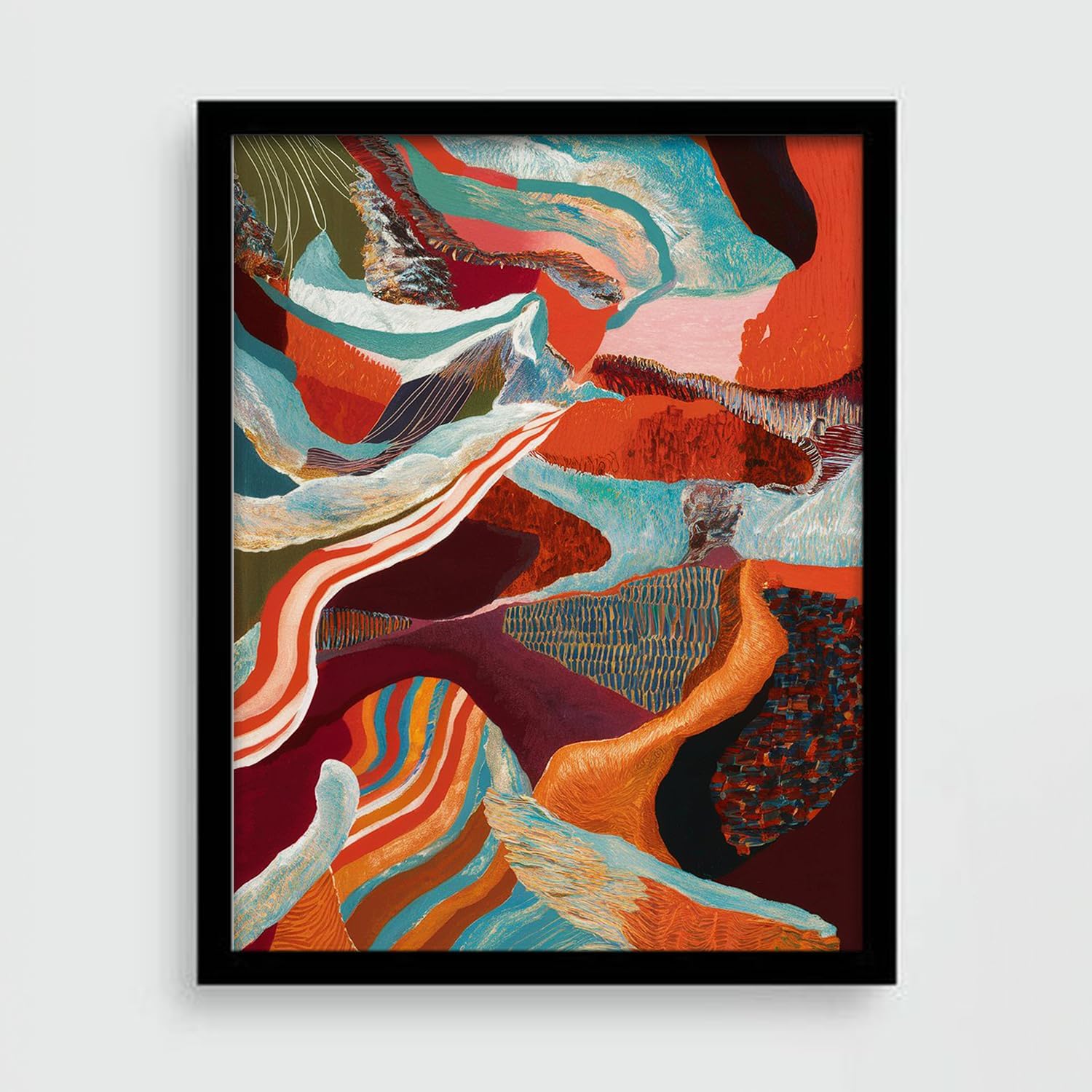 Abstract HD Print Painting Set of 1 With Frame for Home, Living Room Gallery & Office | 21 x 31 cm | Black Frame