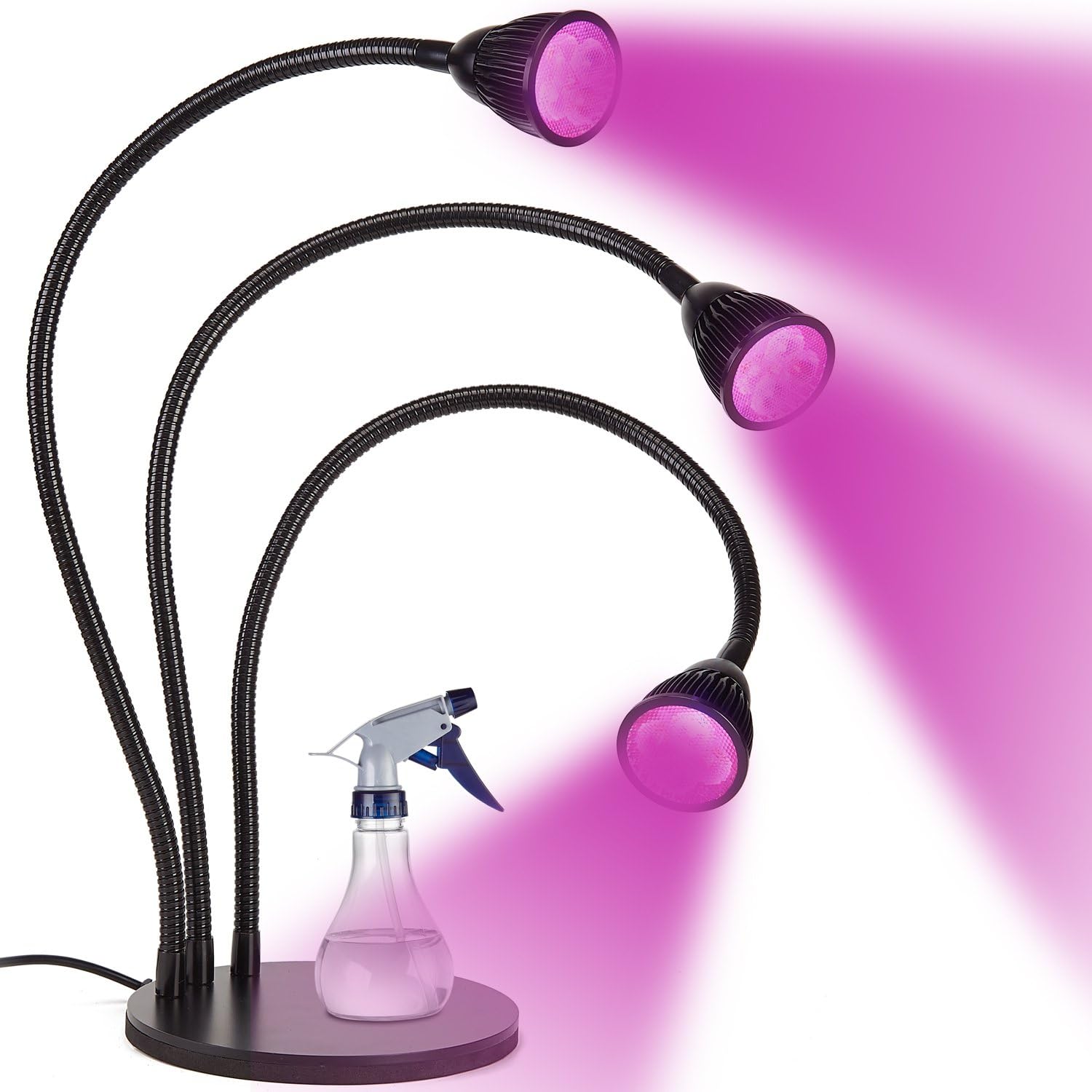 NEW Three Heads Desktop Grow Light, 360 Degree Flexible and Three on / off Switch for Indoor Plants Greenhouse Office,LED Plant Grow Table lamp(＋Spray Bottle ）