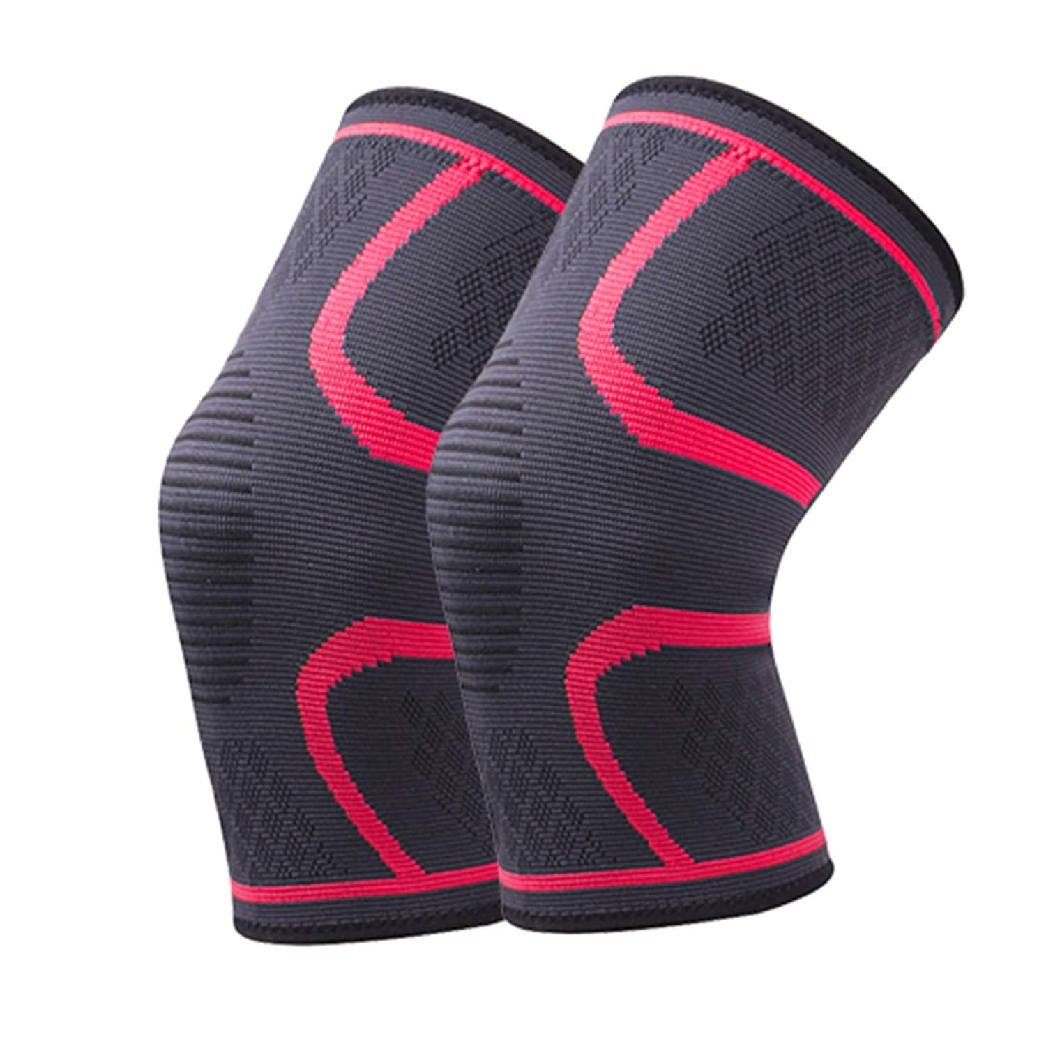 Elbow 1Pair Knee Pads Breathable Nylon Elastic Sports Knee Support Brace Running Fitness Basketball Football Protector Joelheiras for adult (Color : Red, Size : XL)