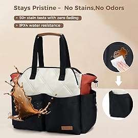 Lekebaby Diaper Bag Tote for Baby - 17 Pockets Large Travel Diaper Tote with Portable Changing Pad, Mom Crossbody Hospital Bag for Labor Delivery, Waterproof, Baby Essentials for Newborn Gifts, Beige